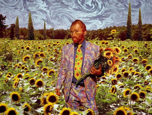 van gogh in a field of sunflowers
